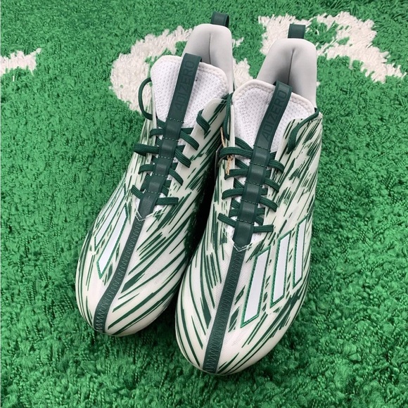 Adidas Adizero Football Cleats White Dark Green Men’s Size 11.5 NEW GZ6915 - Picture 2 of 4